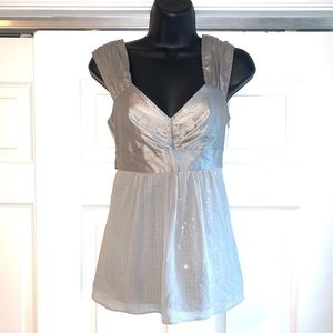 EXPRESS Silver sparkly babydoll sleeveless top S